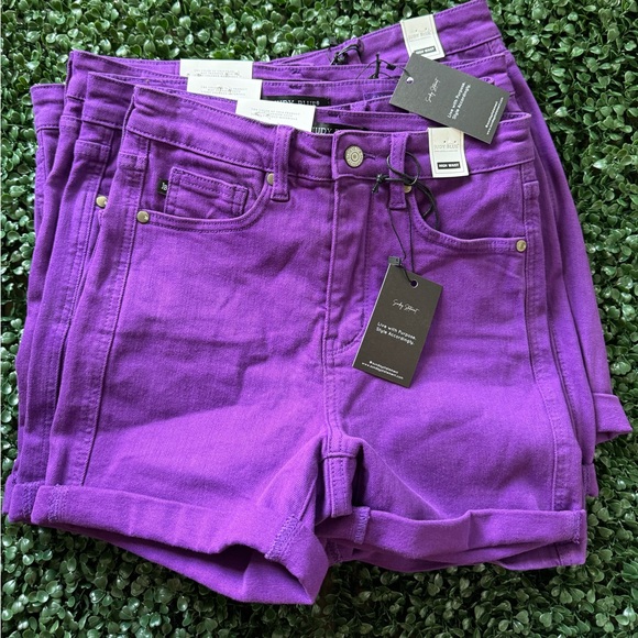 Judy Blue Pants - Judy Blue Tummy Control Purple Denim Shorts